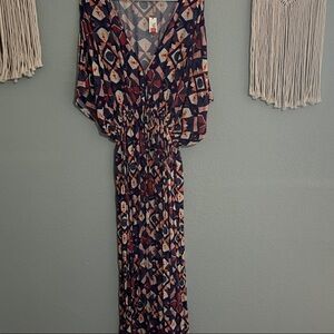 Cost Plus World Market Geometric Maxi Dress - Navy and Red